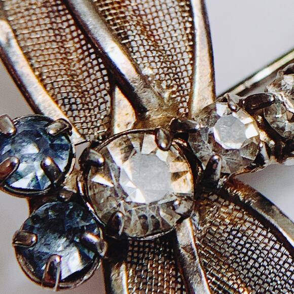 VTG Lot of 3 Mid Century Brooches Rhinestone Enamel Insect Floral Pins - Picture 6 of 16